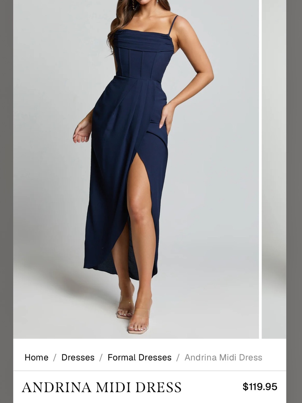 Showpo Navy Spaghetti Strap Midi Dress